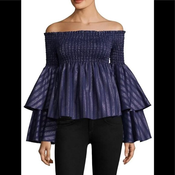 Caroline Constas     Appolonia Smocked Tiered Top SIZE XS - Picture 12 of 14